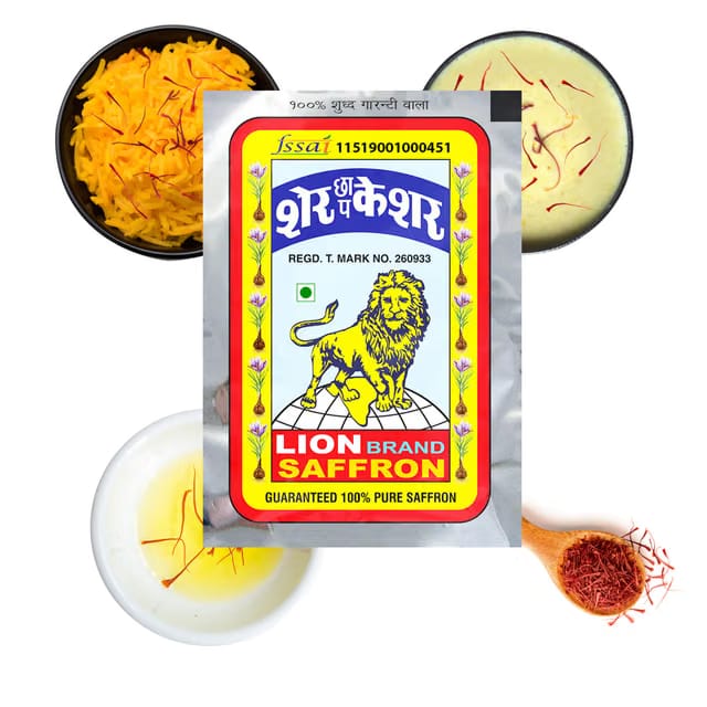 Lion Saffron, Single Use Kesar Sachets/Packets with Pure Kashmiri Saffron/Kesar/Keshar for Beauty, Cooking and Tilak (