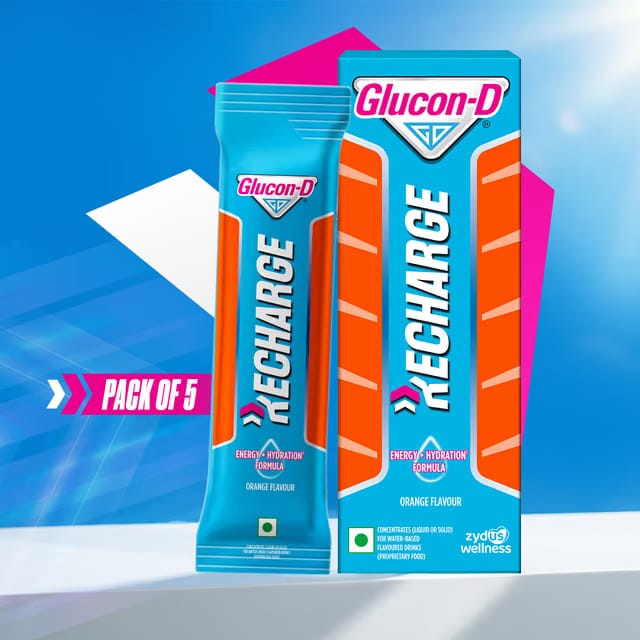 Glucon-D Recharge Powder Sachet Orange, Hydration & Energy Drink