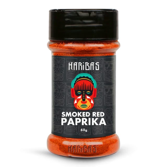 HARIBAS Pure Smoked Red Paprika 60 grams, Natural Vegetarian Dry Hot and Spicy Chilli Aromatic Seasoning Powder