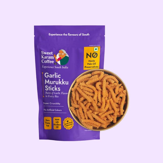 Sweet Karam Coffee Garlic Murukku Crisps (Chakli) - Namkeen Snacks