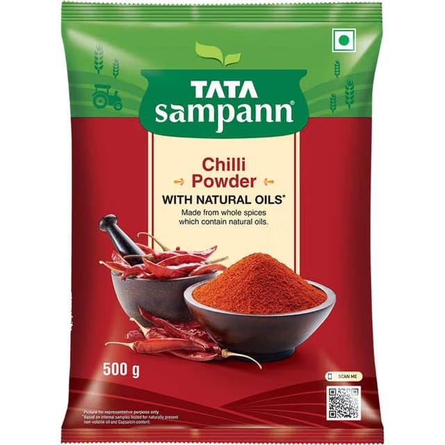 Tata Sampann Chilli Powder with Natural Oils, 500g, Lal Mirchi Powder, Mirchi Powder