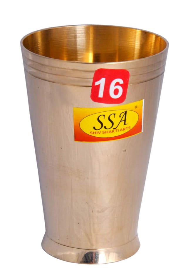 ® Pure Brass Glass Tumbler Cup for Drinking Serving Water, (Designer-Apple Design, Big