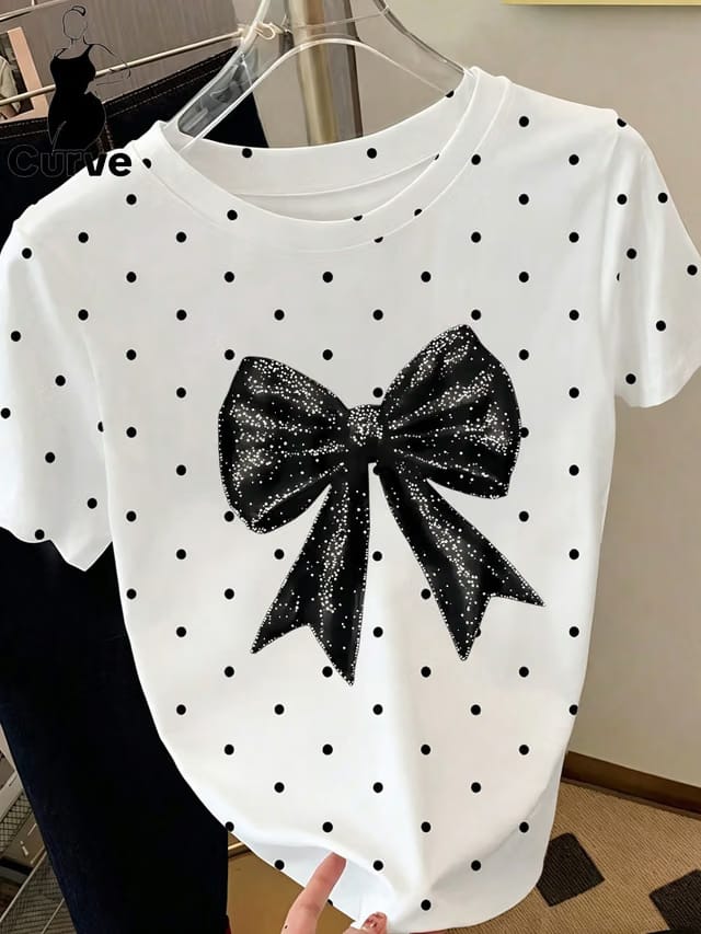 Women's Plus Size Bow Pullover T-Shirt