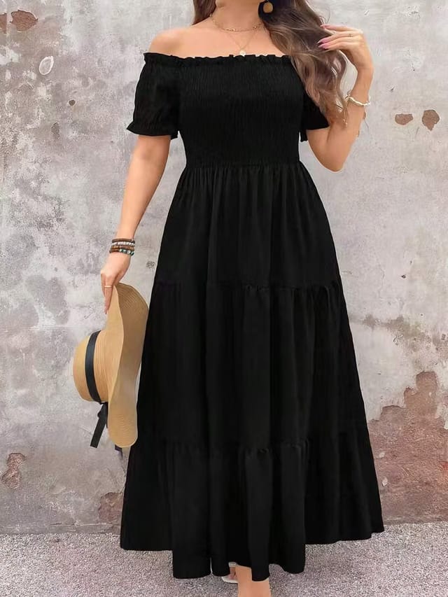 Women's Plus Size Smocked A-Line Dress