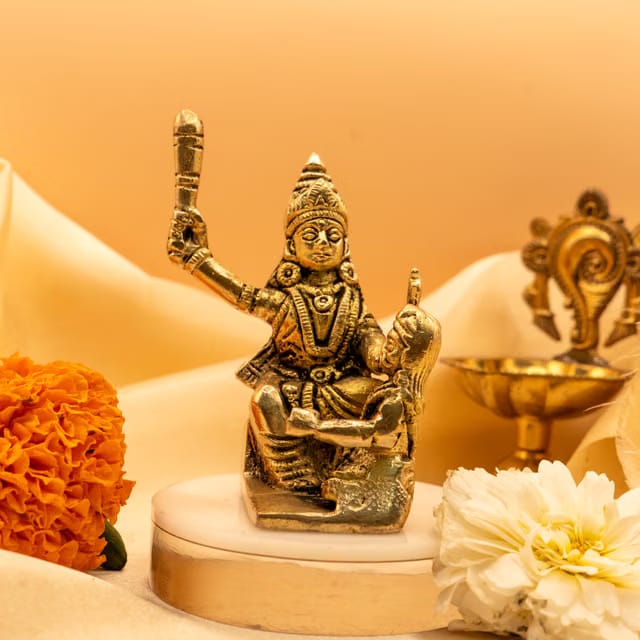 DESHNA 100% Pure Brass Banglamukhi MATA Idol (Pital Murti) for Pooja Mandir, Home Decor, Office Desk