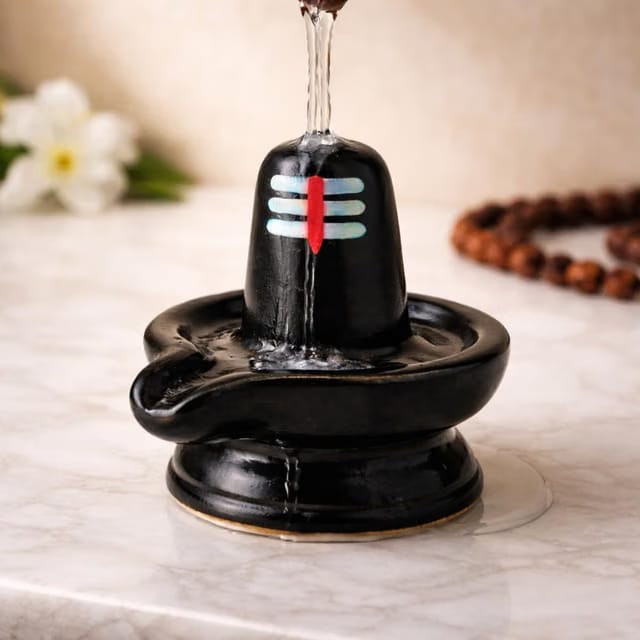 Black Ceramic Shivling Idol for Puja & Abhishekam
