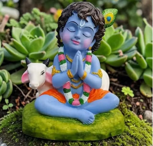 Lord Krishna Bal Roop Idol with Cow