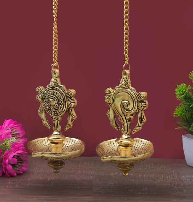 Handicraft Shanku Chakra kuber Hanging Diya Diwali Decoration Item for Home Decor