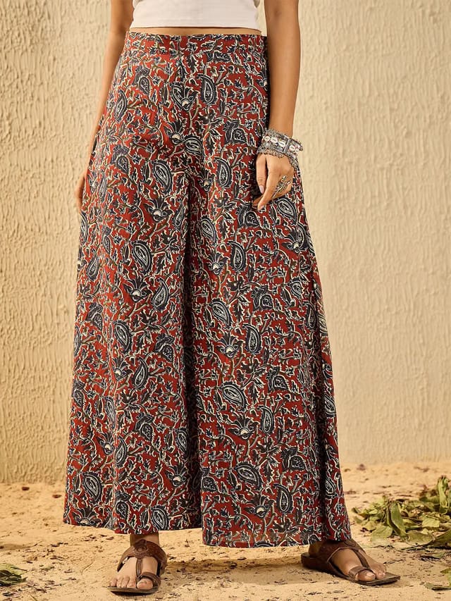 Women Floral Printed Flared Ethnic Palazzos