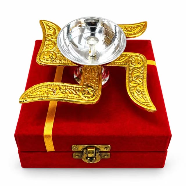 Swastik Diya with Velvet Gift Box-Diwali and Corporate Gift.
