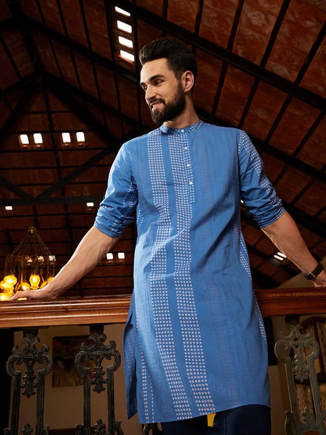 Anouk Men Bandhani Printed Cotton Kurta & Navratri Outfit