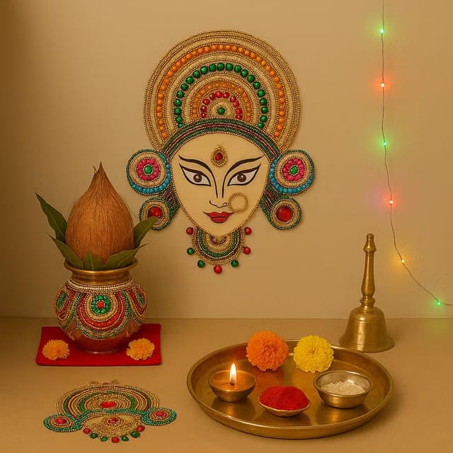 Design Durga Face Rangoli for Floor, Wall & Table