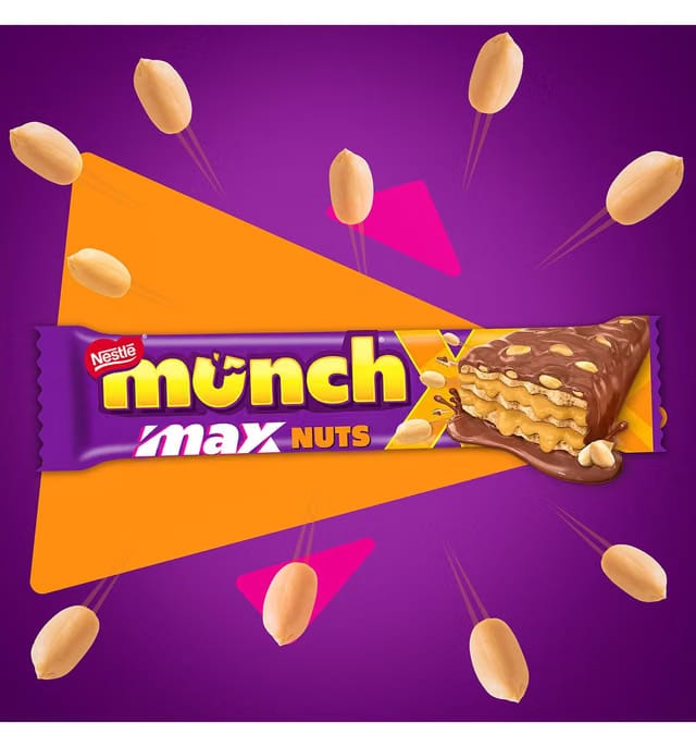 MUNCH Max Nuts Double Choco Coated Wafer Bar With Crunchy Nuts