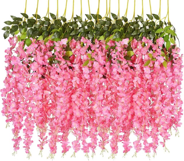 12 Pcs Artificial Wisteria Hanging Garland Flowers (3 Branches, 3.6 Ft Each, 43.2 FT Total)