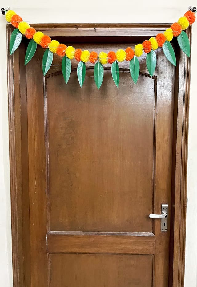 Artificial Marigold &Mango Leaves Simple Door-Window toran/Door hangings/Festive Decorations