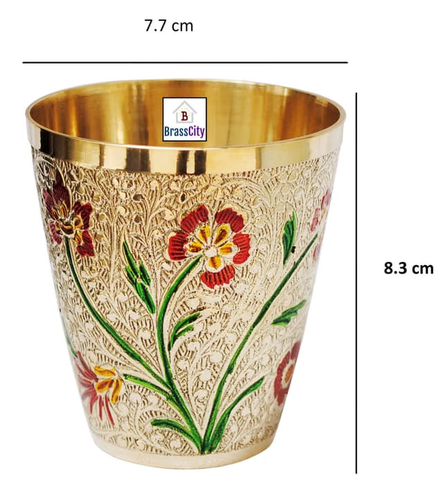 Flower Design Brass Glass
