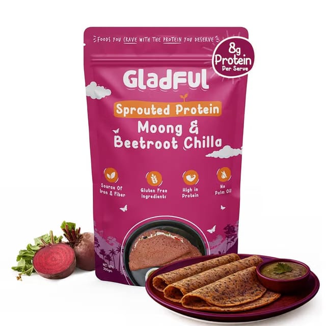 Gladful Sprouted Lentils & Millets Instant Beetroot Chilla