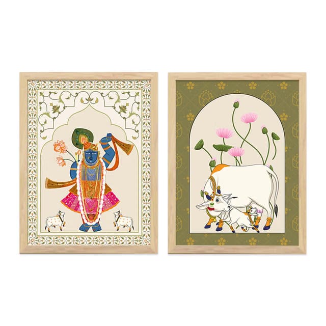 Artifly - Pichwai paintinng framed Wall Painting, Digital Pichwai Art Paintings with Framed,Painting