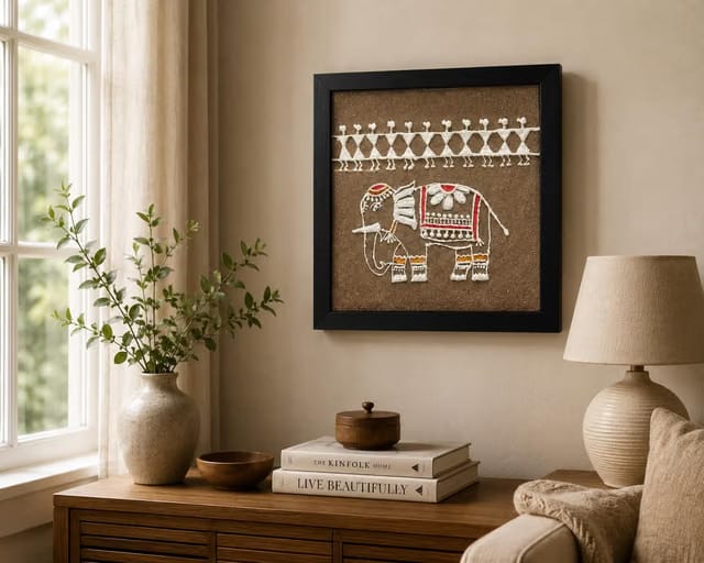 Vedworld ® Handmade painting, Warli Hand painted art, Warli art painting on sand background, With Framed