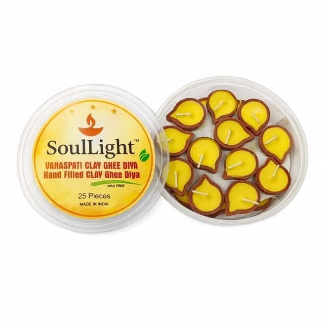 SoulLight Vanaspati Clay Ghee Diya (24 Pieces)