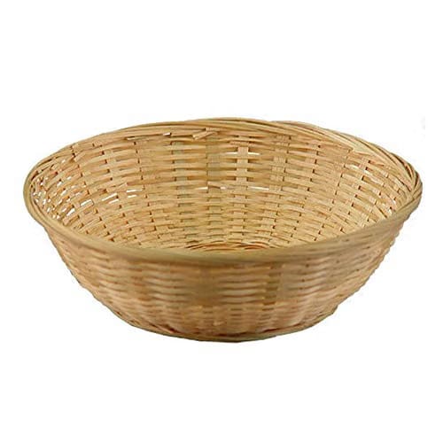 MALANI STORES Bamboo Fruit and Vegetable Basket (Beige, Golden, 11-inch)