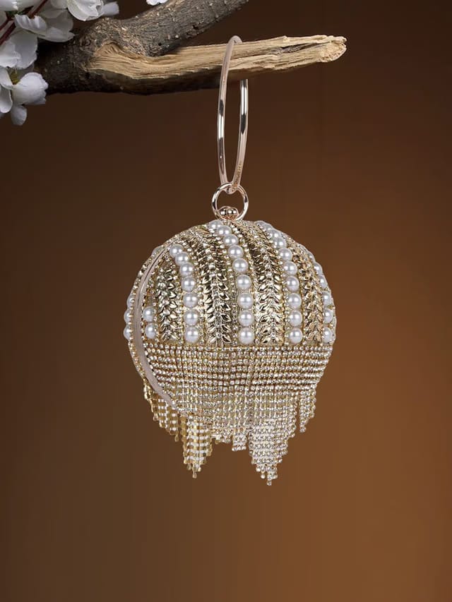 LADY QUINTON Women Crystal Rhinestone Evening Potli Clutch