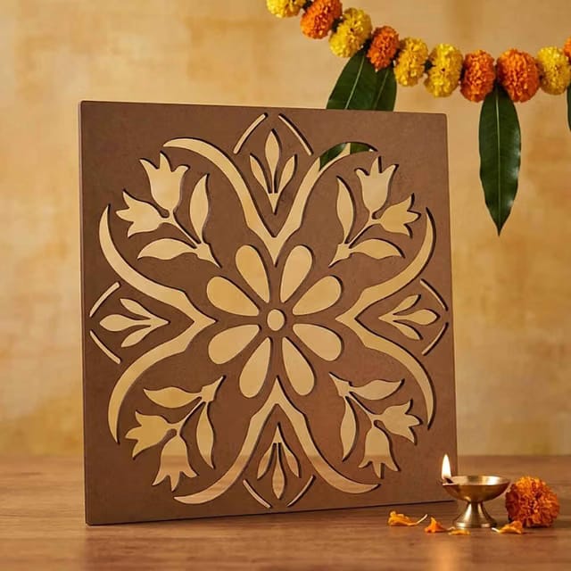 Floral Bloom MDF Rangoli Stencil