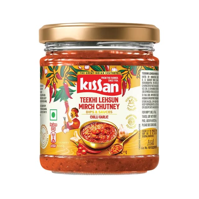 Kissan Teekhi Lehsun Mirch Chutney, 200g, For Traditional Spicy Flavors