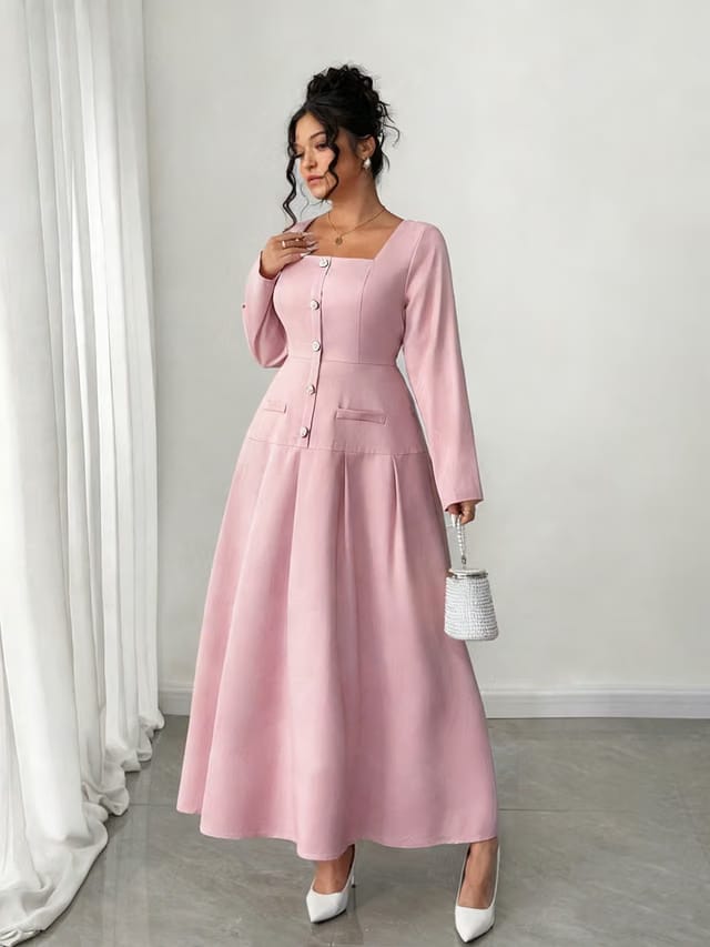 Women's Plus Size Pleated A-Line Dress