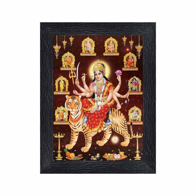 Durga Maa Religious Wood Photo Frames with Acrylic Sheet (Glass) for Worship/Pooja(photoframe,Multicolour,6x8inch)-20161