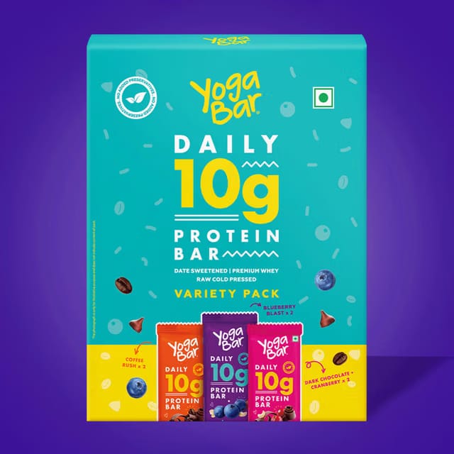 Yoga Bar 10g Protein Bar Variety Pack, Date Sweetened, Raw Cold Pressed, Premium Whey