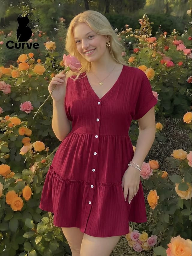 Women's Plus Size Ruffle A-Line Dress