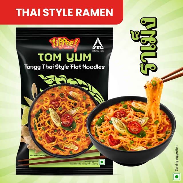 Yippee Thai Ramen Noodles Tom Yum- Zesty, Tangy and Herby