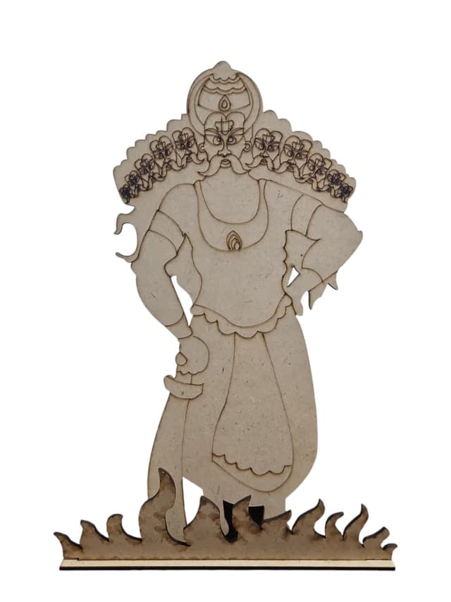 Pack of 1 MDF Cutout Ravan for Dussehra - Unfinished Wooden Ravan Craft for Kids' DIY, Home & Festival Decorations