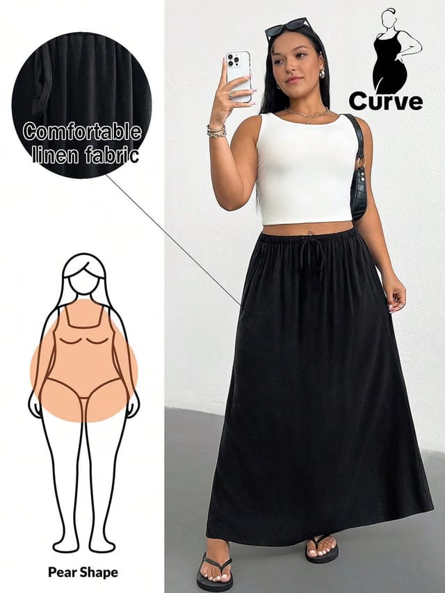 Women's Plus Size Belted A-Line Skirt