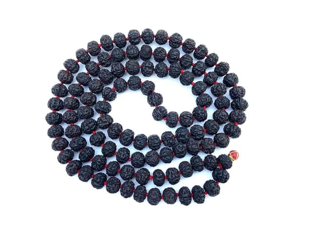 Black Rudraksha Mala 5 Mukhi Natural 108 Beads Black Rudraksha Mala Beads Japa Mala for Mantra Jaap