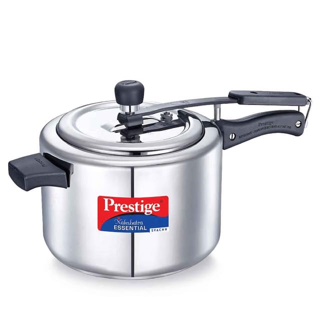 Nakshatra Essential Svachh SS Pressure Cooker 5Ltr,High Quality SS,Tri-Ply Bottom,Silver
