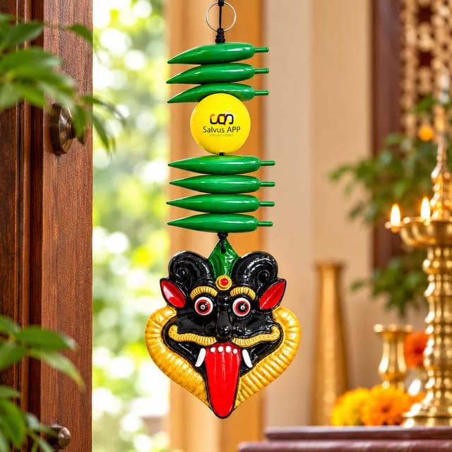 Salvus APP SOLUTIONS Plastic Nimbu Mirchi Wall Hanging Nazar Battu-Evil Eye Protector-Nazar Suraksha Kawach for Home
