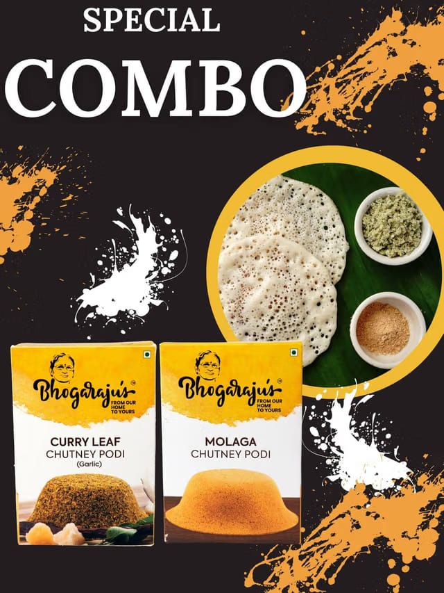 Bhogarajus Curry Leaf With Garlic Chutney Podi + Molaga Chutney Pudi 100G Each