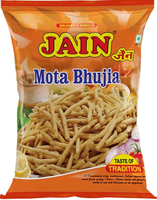 JAIN Bikaneri Mota Bhujia (Khokha Bhujia), 500g, Handmade, No Palm Oil