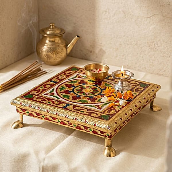 Pooja Churang Chowki - For Temple, 25.4 x 25.4 cm, 1 pc