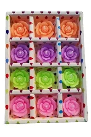 R G Paraffin Wax Smokeless Assorted Colour Floating Flower Smokeless Candle