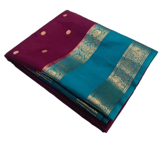 Semi Mysore Crepe Silk Saree for Women with 2D Pattern Design, 120 GSM Fabric