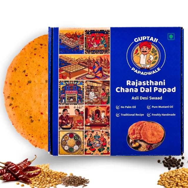 GuptajiPapadwale Rajasthani Chana Dal Papad handmade with Pure Mustard Oil & Zero Preservatives I Bikaneri Chana Lehsun