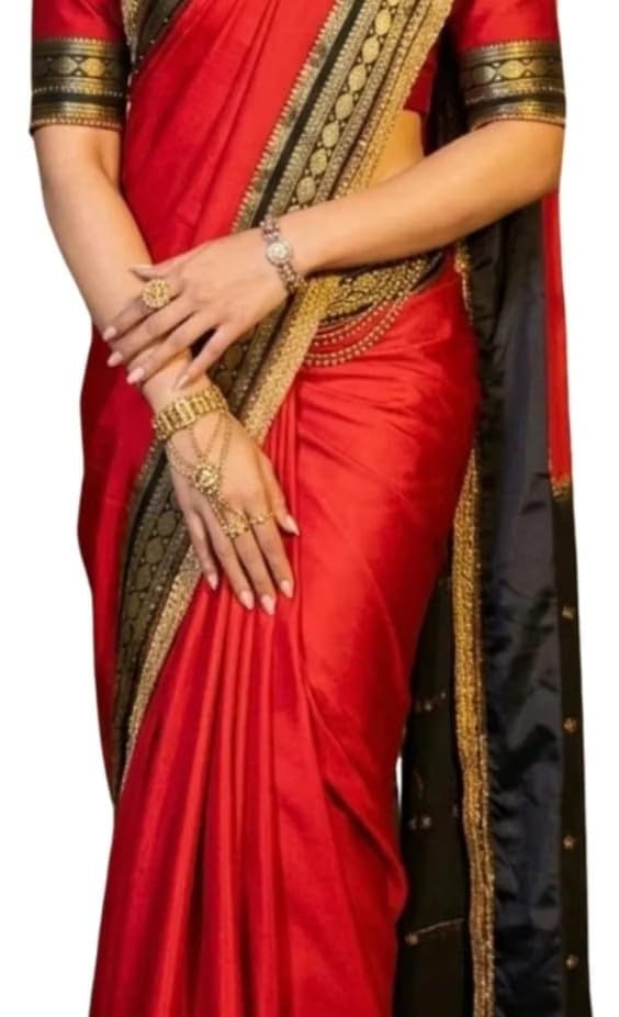 Rashmika Mandanna Style Semi Mysore Crepe Silk Saree for Women with 2D Pattern Design Elegant Wear Saree with Blouse