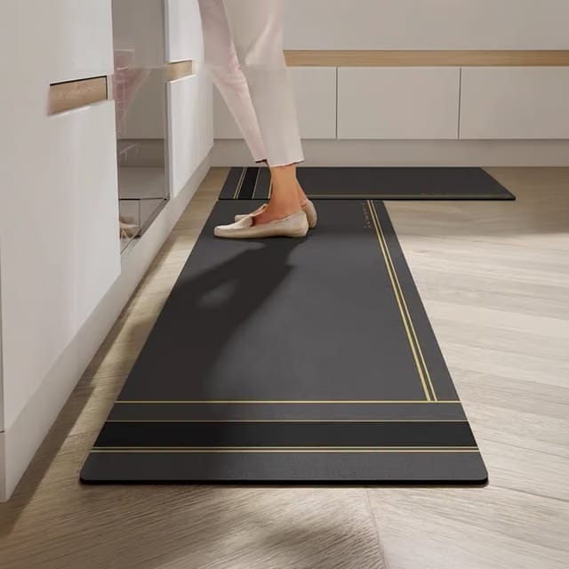 Adify Floor Rug / Kitchen Mat (Rubber, Black)