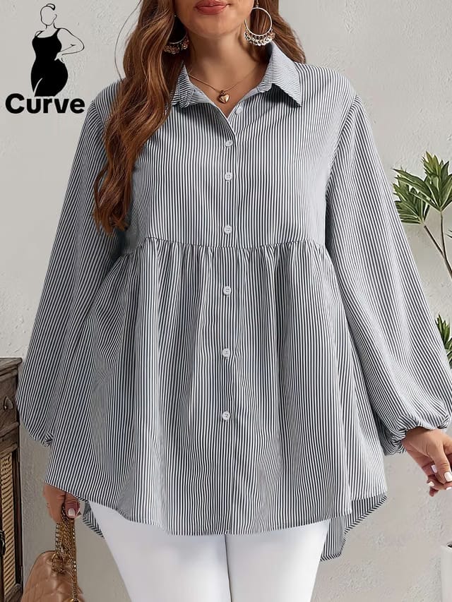 Women's Plus Size Gathered Placket Blouse