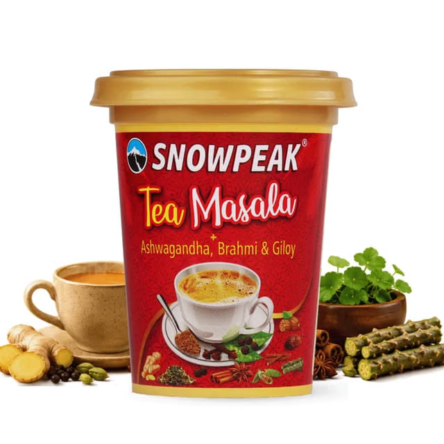 Snowpeak Tea Masala Powder With Ashwagandha Root, Brahmi & Giloy