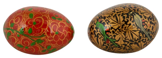 Handmade Papier Mache Decorative Eggs (8 cm x 5 cm, Pack of 2)