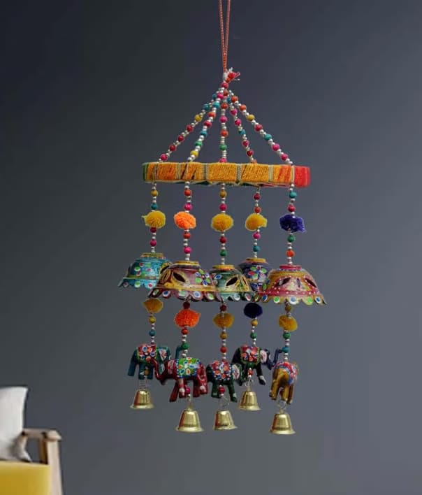 RG Rajasthani Handmade Traditional Art Hanging Jhumar Showpiece Wind Chimes/Wall/Main Door/Window,/Home & Office Hanging
